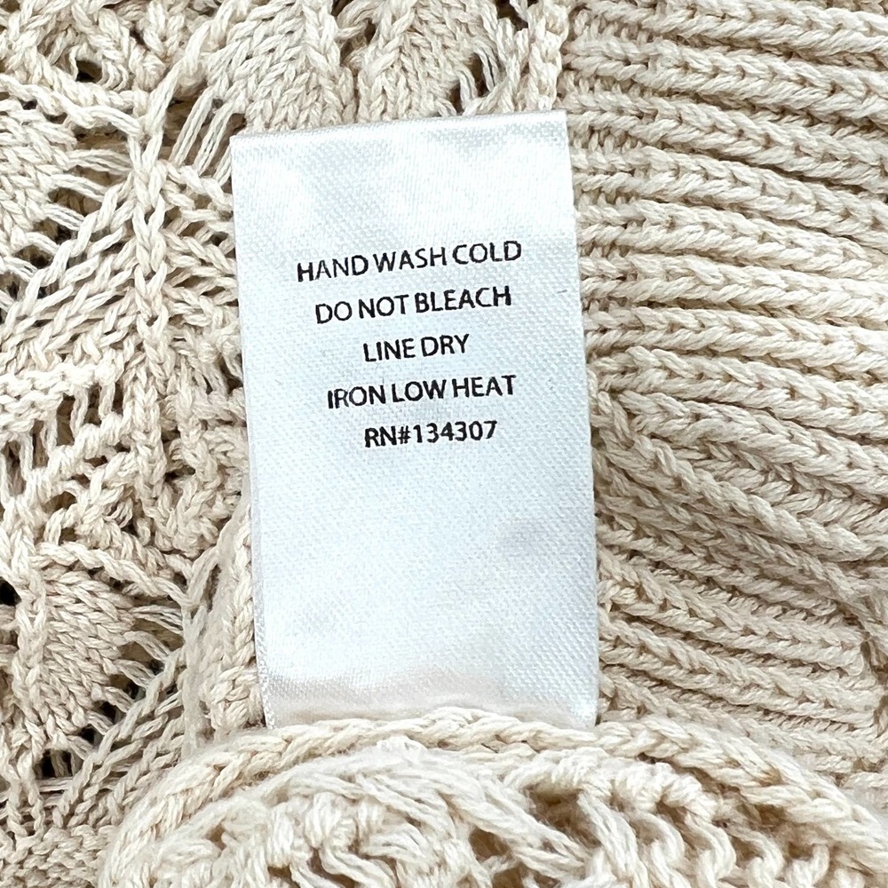 LINE + DOT Diane Sweater Womens Large Cream Crochet Ruffle Shoulder Round Neck - Picture 12 of 15